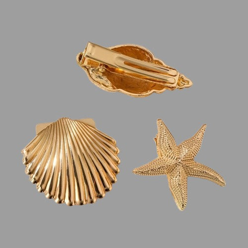Golden Starfish Duckbill Hair Clip Fashion Hair Accessories for Women & Girls