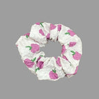 Boho Fruit Print Fabric Scrunchies Set Elegant Hair Accessories 3pcs