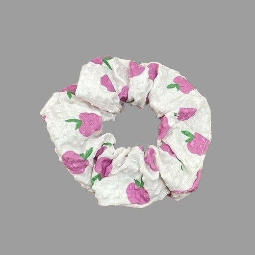 Boho Fruit Print Fabric Scrunchies Set Elegant Hair Accessories 3pcs