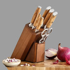 Acacia Wood Knife Block – 8-Slot Kitchen Knife Holder Storage Organizer for Cutlery & Cooking Tools