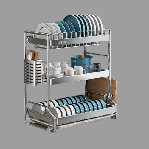 Stainless Steel Dish Drainer Rack with Drain Board
