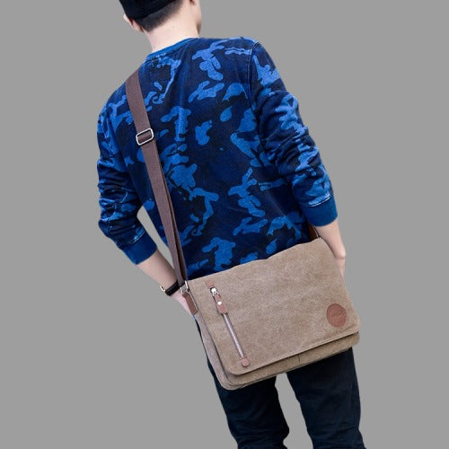 Canvas Shoulder Bags for Men Large Retro Satchels Unisex Messenger Bags Crossbody Travel Envelope Briefcase