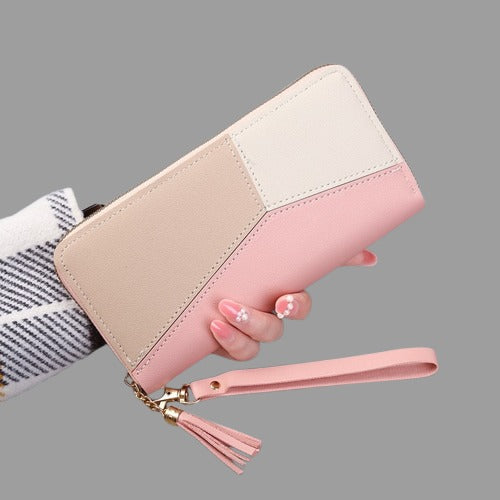Fashion PU Leather Zipper Wallet Womens Long Purse & Card Holder