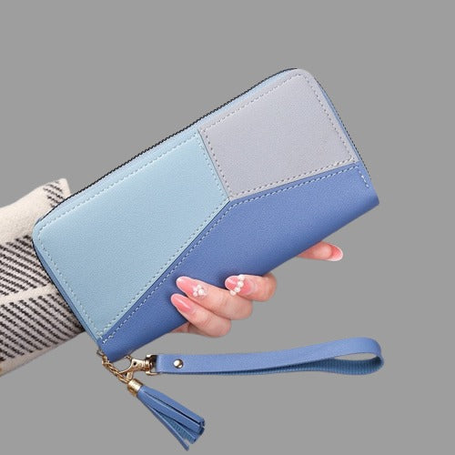 Fashion PU Leather Zipper Wallet Womens Long Purse & Card Holder