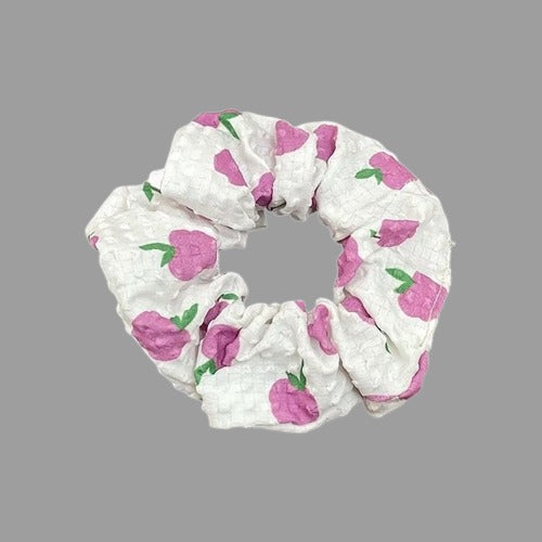 Boho Fruit Print Fabric Scrunchies Set Elegant Hair Accessories 3pcs
