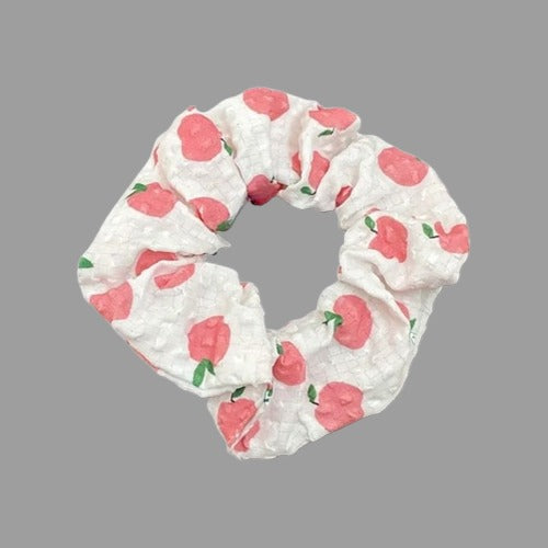 Boho Fruit Print Fabric Scrunchies Set Elegant Hair Accessories 3pcs