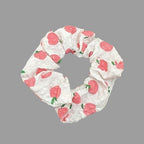 Boho Fruit Print Fabric Scrunchies Set Elegant Hair Accessories 3pcs