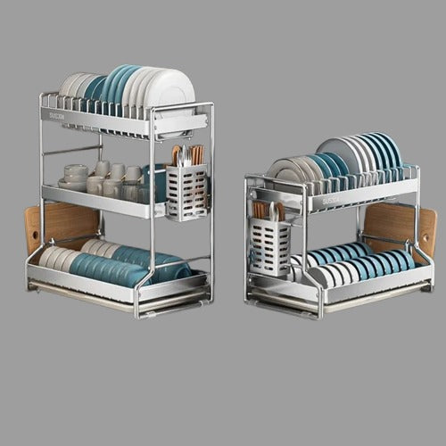 Stainless Steel Dish Drainer Rack with Drain Board