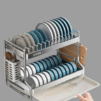 Stainless Steel Dish Drainer Rack with Drain Board