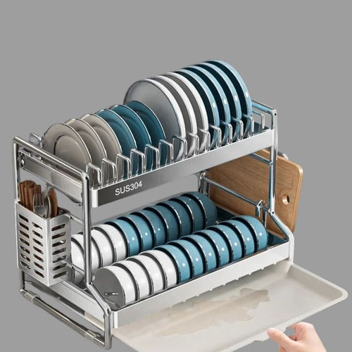 Stainless Steel Dish Drainer Rack with Drain Board