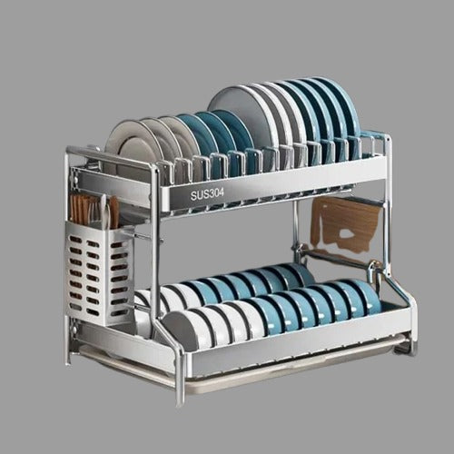 Stainless Steel Dish Drainer Rack with Drain Board