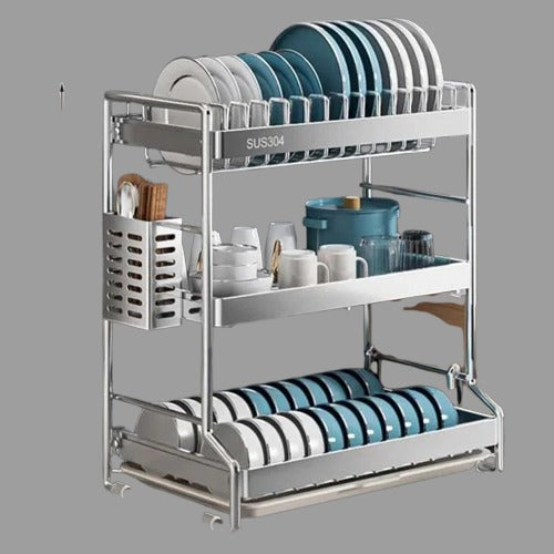 Stainless Steel Dish Drainer Rack with Drain Board
