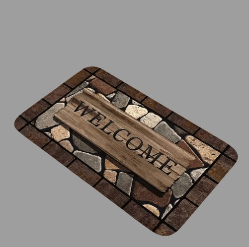 FloralWelcome AntiSlip Doormat for Home and Garden