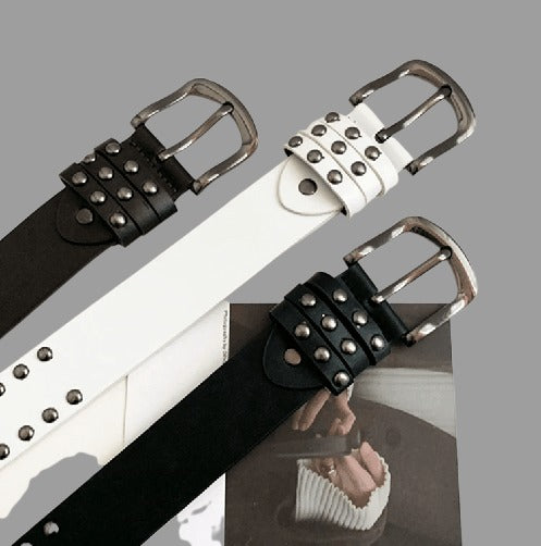 Womens Black Rivet Jeans Belt Fashion Personality Style