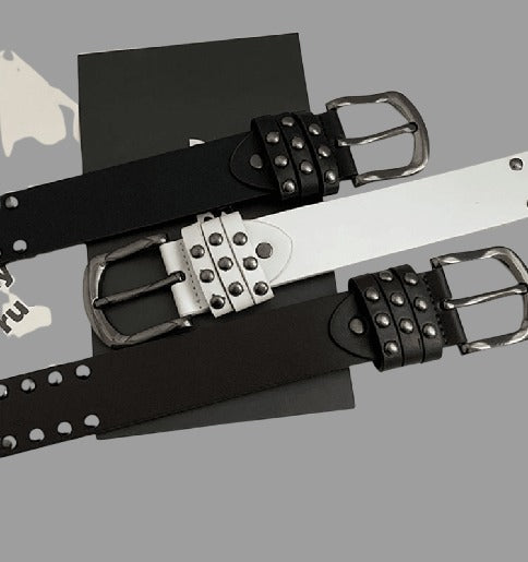 Womens Black Rivet Jeans Belt Fashion Personality Style
