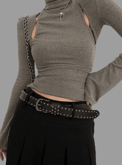 Womens Black Rivet Jeans Belt Fashion Personality Style