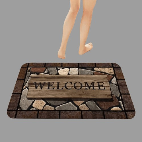 FloralWelcome AntiSlip Doormat for Home and Garden